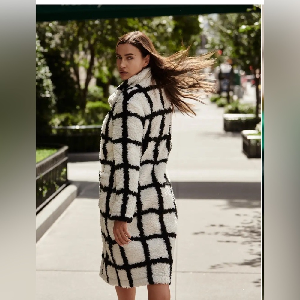 Reformation Bromley plaid cream and black coat